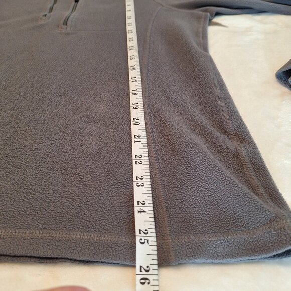 LL Bean Gray Trail Fleece Quarter Zip Pullover Jacket 280962 Sz Medium Pocket - Picture 7 of 8